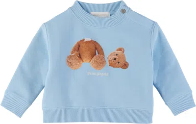 Palm Angels Baby Blue Bear Sweatshirt In Lightblue Brow