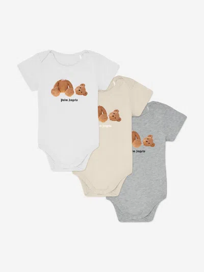 Palm Angels Baby Boys Bear Tri-pack Bodysuit Set In Nude