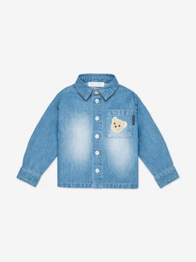 Palm Angels Kids'  Baby Boys Patch Logo Chambray Shirt In Blue