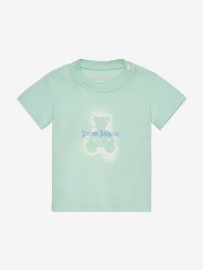 Palm Angels Baby Boys Spray Bear T-shirt In Green