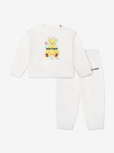 Palm Angels Kids'  Baby Drawing Teddy Tracksuit In White