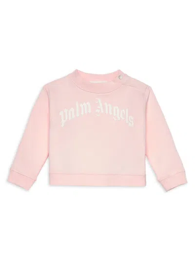 Palm Angels Baby Girl's & Little Girl's Curved Logo Crewneck Sweatshirt In Pink