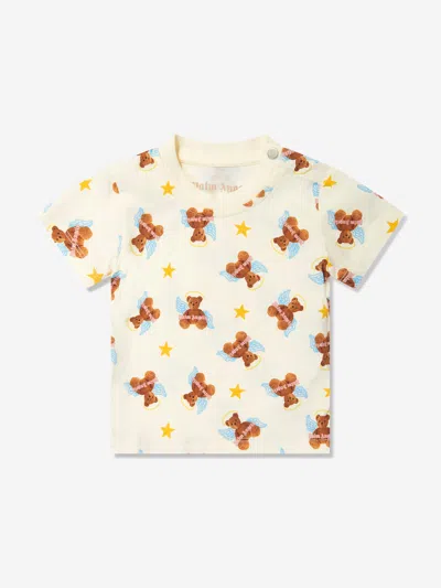 Palm Angels Babies' Bear Angel Cotton T-shirt In Ivory