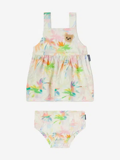 Palm Angels Baby Girls Aop Palms Strap Dress In Multi