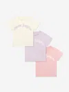 Palm Angels Baby Girls Curved Logo 3 Pack T-shirt Set In Multicoloured