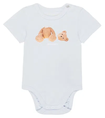 Palm Angels Baby Bedruckter Strampler Aus Baumwolle In Baby Blue Brown