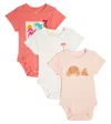 Palm Angels Graphic-print Short-sleeved Bodysuit Set Of 3 In Pink Coral