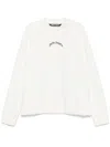 Palm Angels Relaxed Fit Knit Sweater With Bold Lettering In White