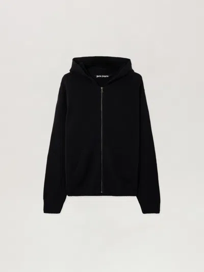 Palm Angels Curved Logo Knit Hoodie In Multi