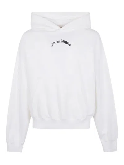 PALM ANGELS PALM ANGELS BACK CURVED LOGO LOOSE HOODY OFF WHITE -