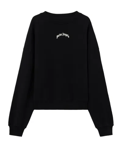 Palm Angels Men Black Back Curved Logo Sweatshirt, L Luxury Sweatshirts & Hoodies For Men Darveys