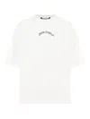 Palm Angels Oversized Crew Neck T-shirt With Subtle Logo And Bold Back Print In White