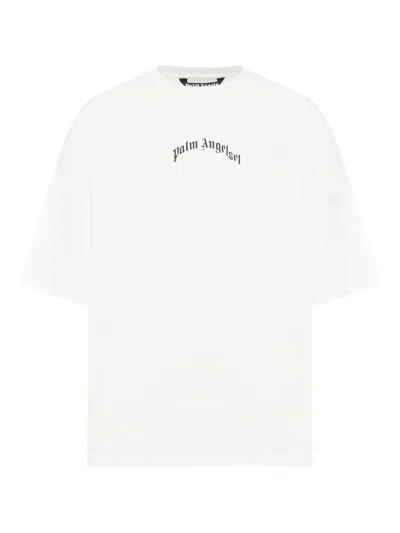 PALM ANGELS PALM ANGELS BACK CURVED LOGO OVER TEE OFF WHITE - BL