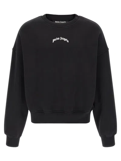Palm Angels Men Black Back Curved Logo Sweatshirt, L Luxury Sweatshirts & Hoodies For Men Darveys