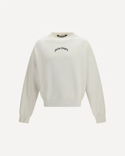 Palm Angels Back Curved Logo Sweatshirt In Neutral