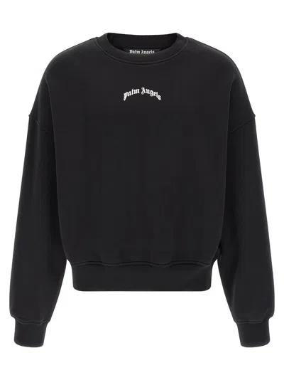 Palm Angels Men Black Back Curved Logo Sweatshirt, L Luxury Sweatshirts & Hoodies For Men Darveys