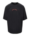 Palm Angels Curved Logo Over T-shirt In Black