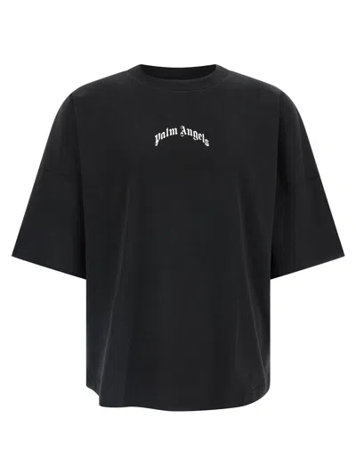 Palm Angels Back Curved Logo T-shirt In Black