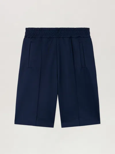 Palm Angels Back Curved Logo Track Shorts In Blue