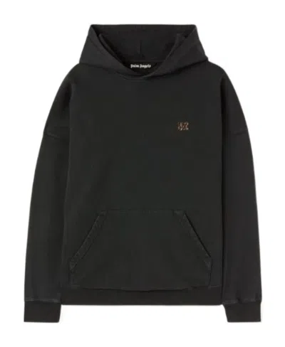 Palm Angels Back Foggy Logo Printed Hoodie In Black