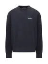 Palm Angels Back Logo Crewneck Sweatshirt In Navy Blue/off White