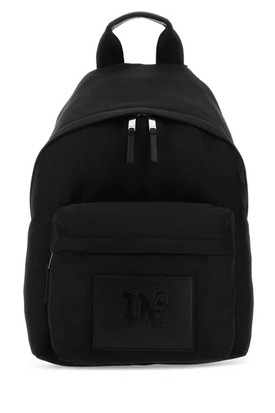 Palm Angels Man Black Canvas Backpack In 黑色的