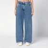 Palm Angels Baggy Jeans With Jungle Insert In Blue