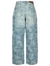 Palm Angels Blue Baggy Palms Wash Pattern Jeans In Light Blue
