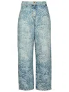 Palm Angels Blue Baggy Palms Wash Pattern Jeans In Blue