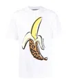 Palm Angels White T-shirt With A Banana Print In Multicolor