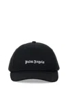 Palm Angels Black Baseball Cap With White Logo Print