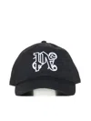 Palm Angels Monogram Cotton-canvas Baseball Cap In Black