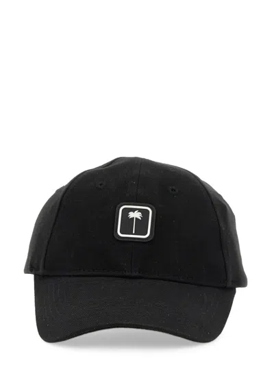 Palm Angels Baseball Cap With Front Paint-tch Logo In Black