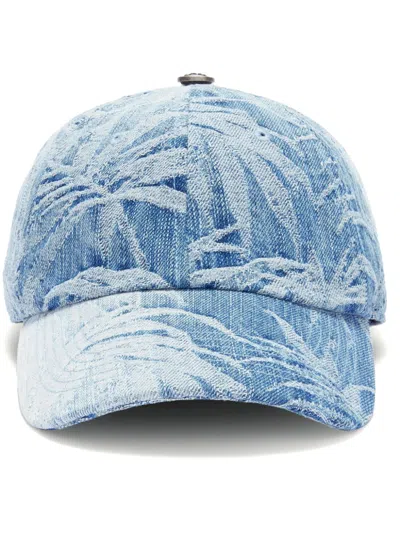 Palm Angels Jacquared Palms Baseball Cap In 4040 Light Blue - Light Blue