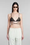Palm Angels Spaghetti Strap Criss-cross Bikini Top In Black
