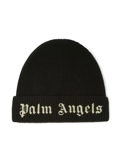 Palm Angels Beanie With Logo In Green