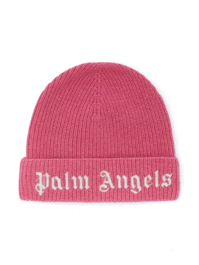 Palm Angels Beanie With Logo In Pink