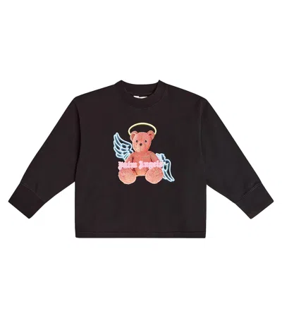 Palm Angels Kids' Girl's Bear Angel Open-back Sweatshirt In Black Brown