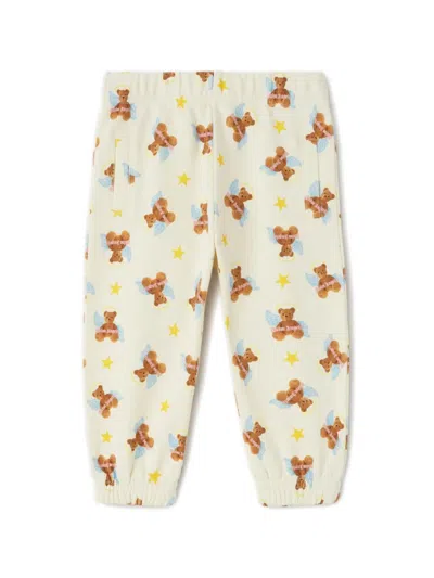 Palm Angels Babies' Bear Angel Cotton Track Pants In Neutrals