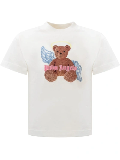 Palm Angels Kids' Bear Angel T-shirt In White