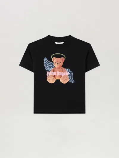 Palm Angels Kids' Bear Angel T-shirt In Black