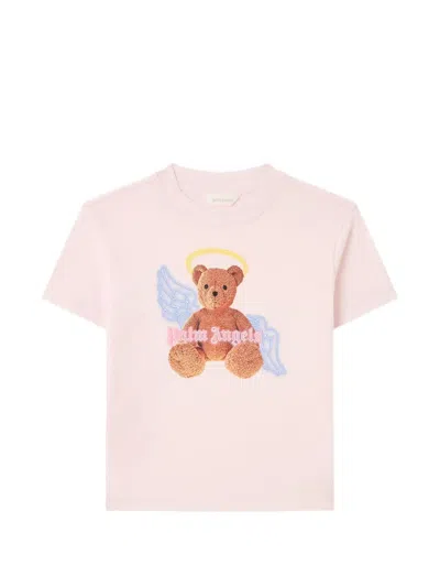 Palm Angels Kids' Bear Angel Graphic T-shirt In Pink