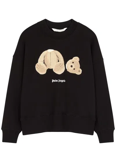 Palm Angels Bear-appliquéd Cotton Sweatshirt In Black