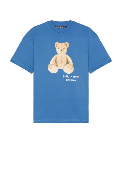Palm Angels Bear In Mind Printed T-shirt In Blue Brown