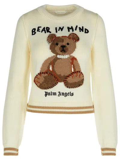 Palm Angels Bear Cream Wool Sweater