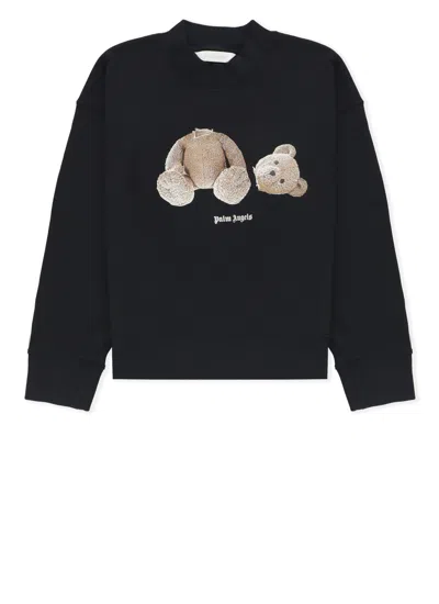 Palm Angels Kids' Bear Crew Sweatshirt In Black