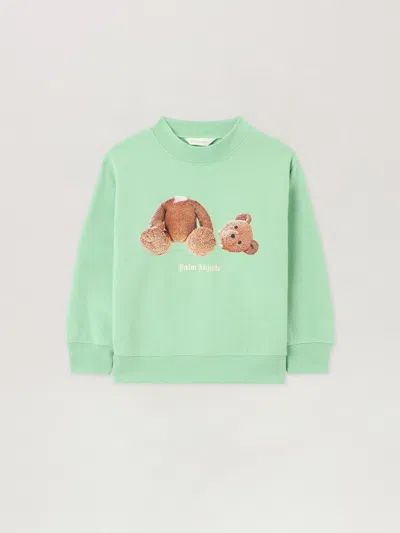 Palm Angels Kids'  Boys Bear Sweatshirt In Green