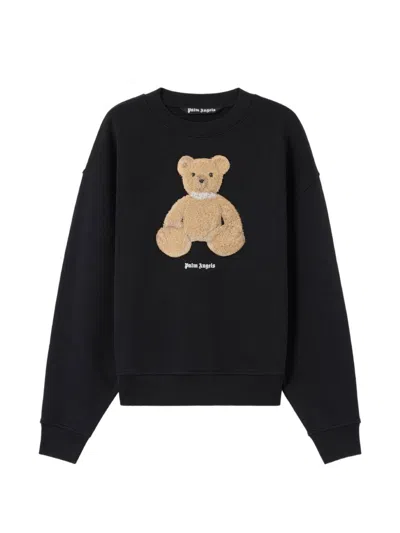 Palm Angels Textured Bear Graphic Sweatshirt In Black