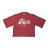Palm Angels Bear Cropped T-shirt Red In Xxs