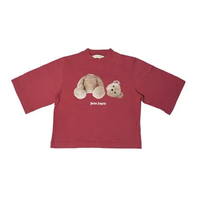 Palm Angels Bear Cropped T-shirt Red In Brown